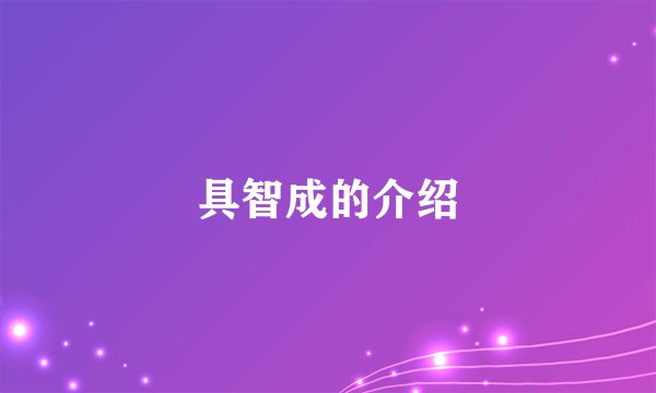 具智成的介绍