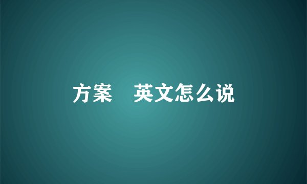 方案 英文怎么说