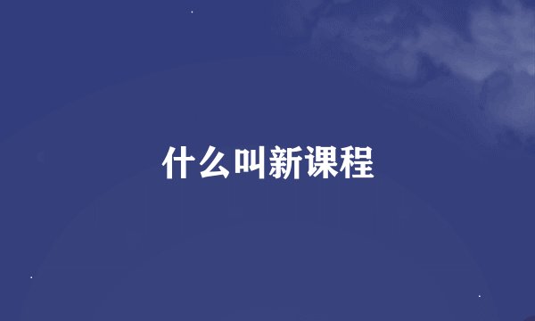 什么叫新课程