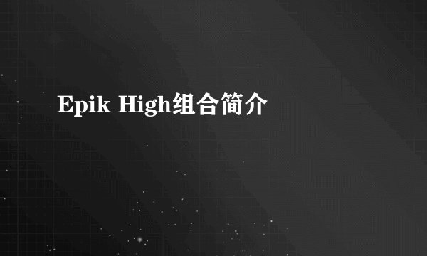 Epik High组合简介