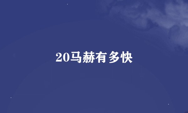 20马赫有多快