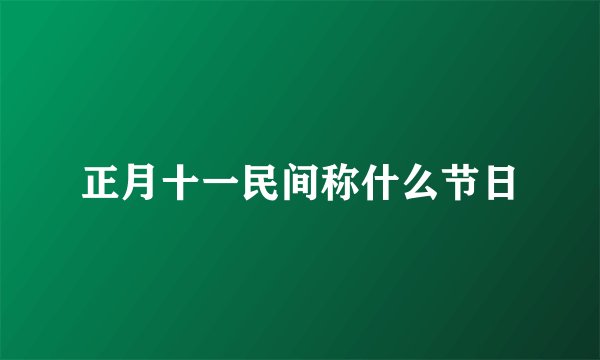 正月十一民间称什么节日