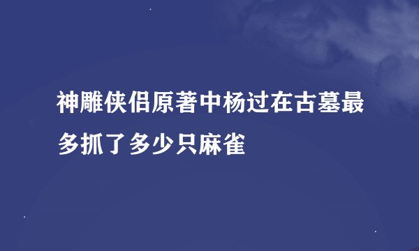 神雕侠侣原著中杨过在古墓最多抓了多少只麻雀