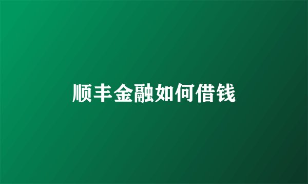 顺丰金融如何借钱