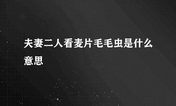 夫妻二人看麦片毛毛虫是什么意思