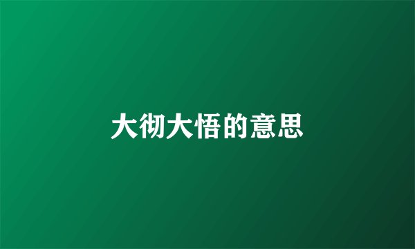 大彻大悟的意思