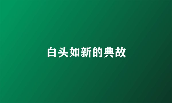 白头如新的典故