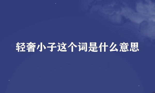 轻奢小子这个词是什么意思