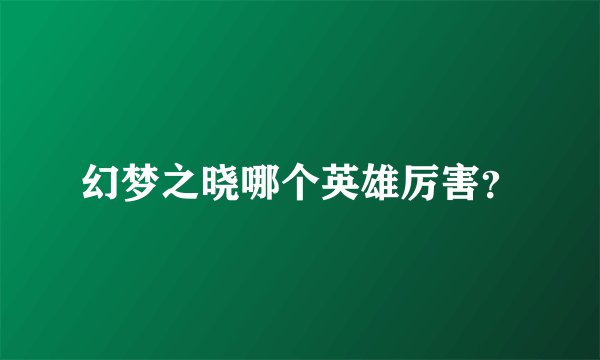 幻梦之晓哪个英雄厉害?