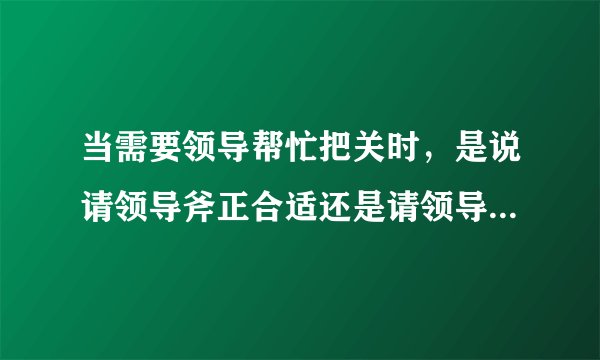 当需要领导帮忙把关时，是说请领导斧正合适还是请领导指正合适