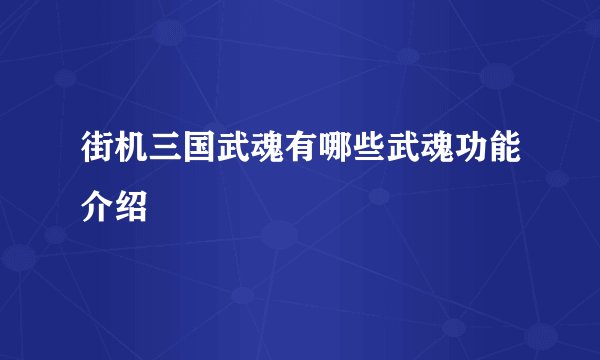 街机三国武魂有哪些武魂功能介绍