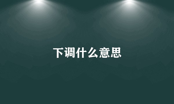 下调什么意思