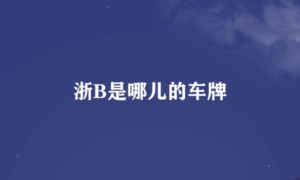 浙B是哪儿的车牌