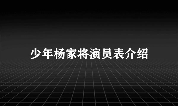少年杨家将演员表介绍