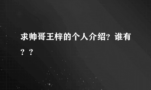 求帅哥王梓的个人介绍？谁有？？