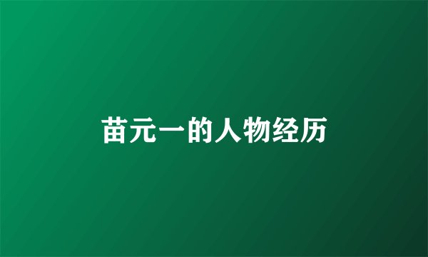 苗元一的人物经历