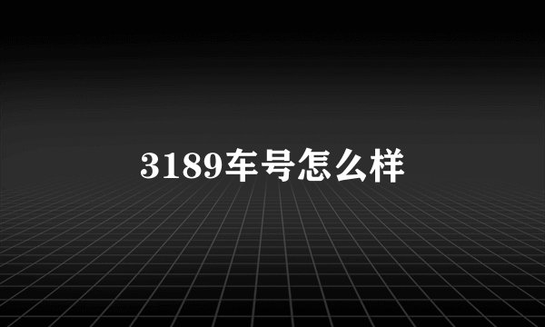 3189车号怎么样