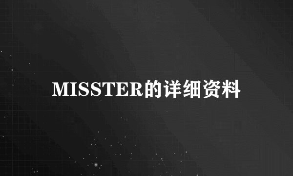 MISSTER的详细资料
