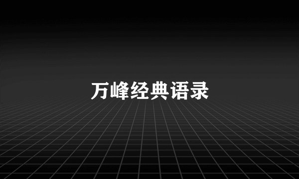 万峰经典语录