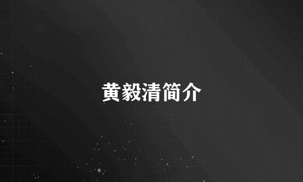 黄毅清简介