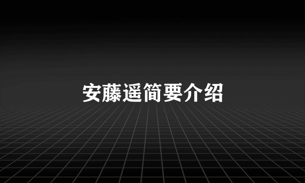 安藤遥简要介绍