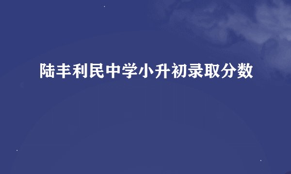 陆丰利民中学小升初录取分数