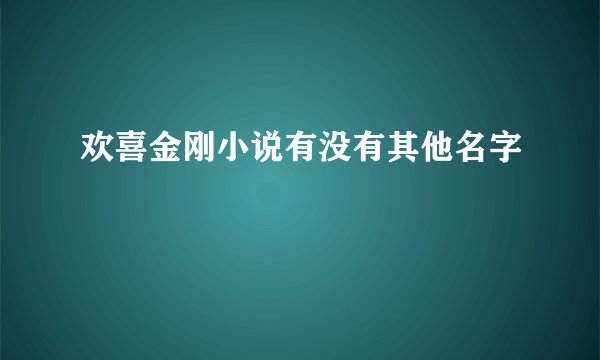 欢喜金刚小说有没有其他名字