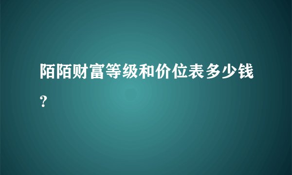 陌陌财富等级和价位表多少钱?