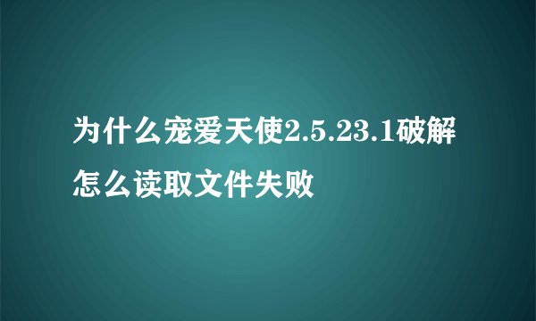 为什么宠爱天使2.5.23.1破解怎么读取文件失败