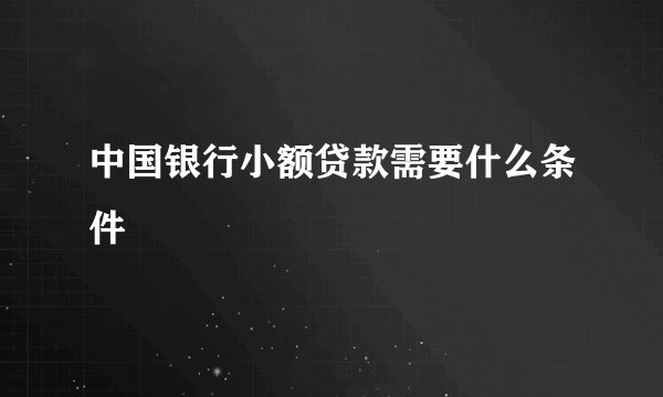 中国银行小额贷款需要什么条件