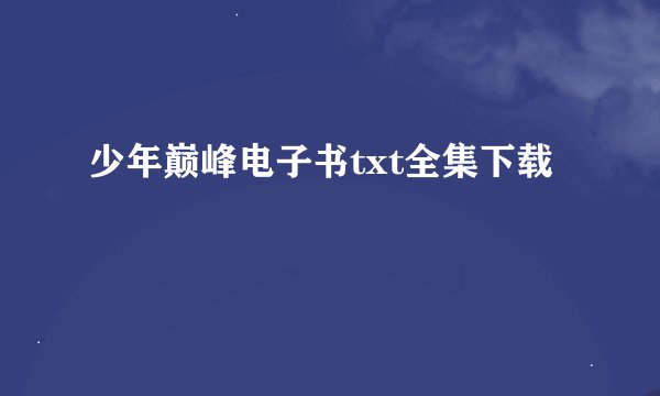 少年巅峰电子书txt全集下载