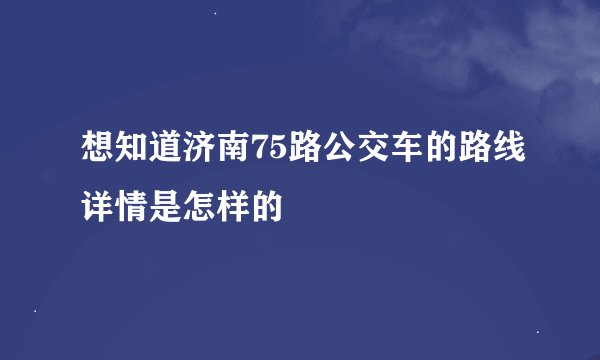 想知道济南75路公交车的路线详情是怎样的