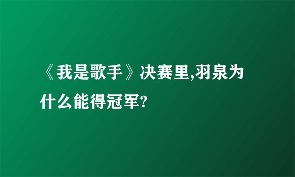《我是歌手》决赛里,羽泉为什么能得冠军?