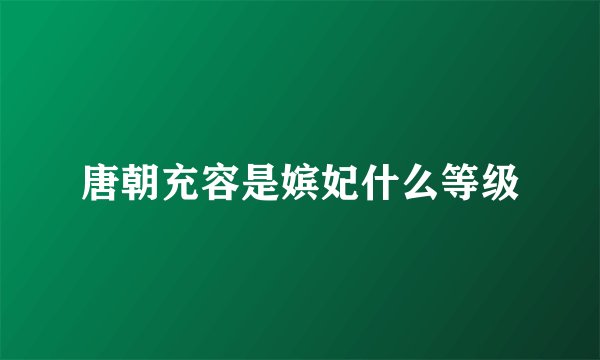 唐朝充容是嫔妃什么等级