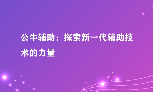 公牛辅助：探索新一代辅助技术的力量
