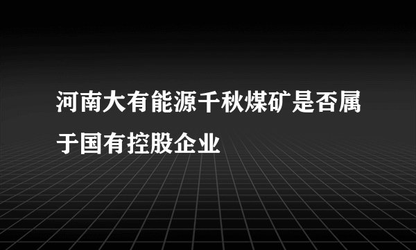 河南大有能源千秋煤矿是否属于国有控股企业