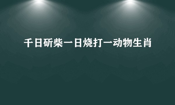 千日斫柴一日烧打一动物生肖