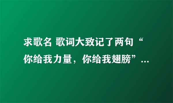 求歌名 歌词大致记了两句“你给我力量，你给我翅膀” 不是 最美的太阳 是新出的 好像是关于世界杯的