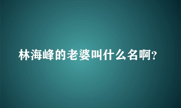 林海峰的老婆叫什么名啊?