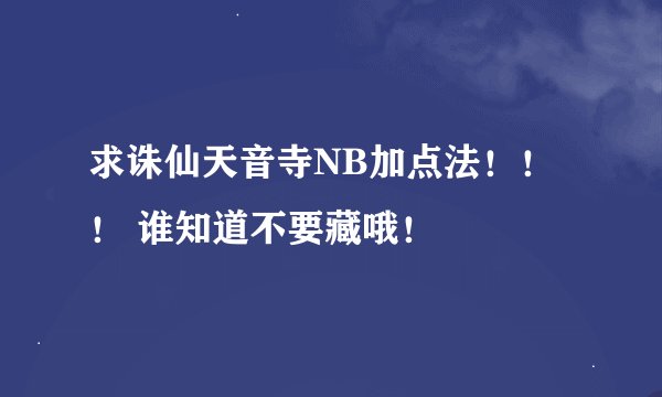 求诛仙天音寺NB加点法！！！ 谁知道不要藏哦！