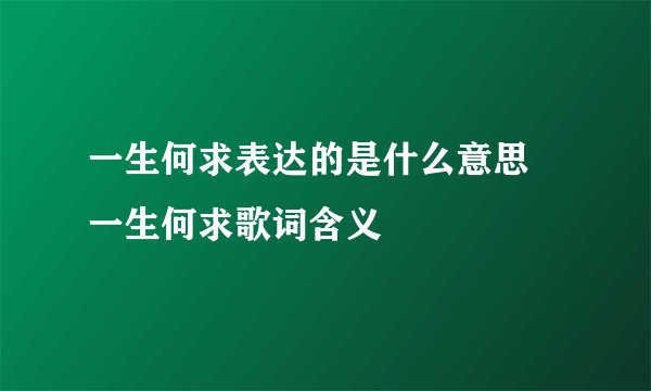 一生何求表达的是什么意思 一生何求歌词含义