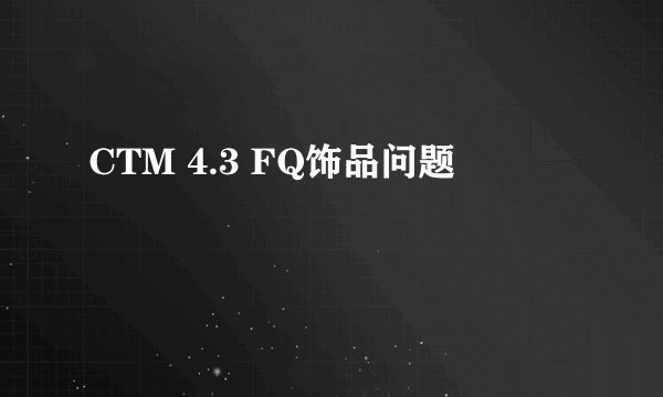 CTM 4.3 FQ饰品问题