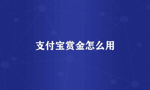支付宝赏金怎么用