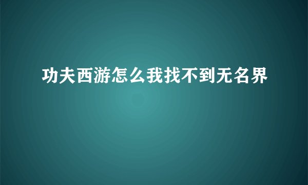 功夫西游怎么我找不到无名界