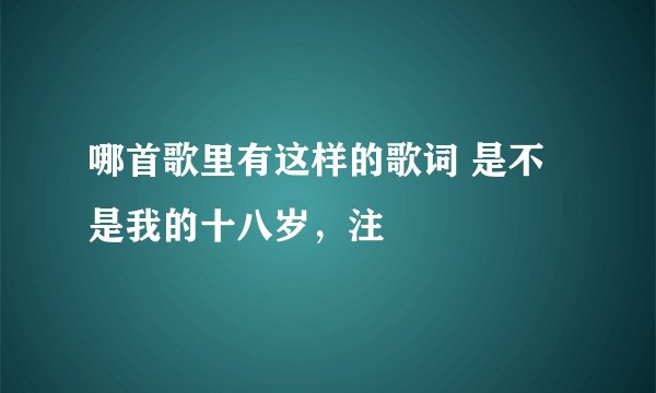 哪首歌里有这样的歌词 是不是我的十八岁，注