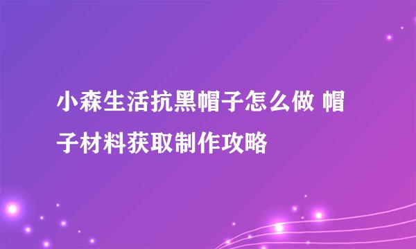 小森生活抗黑帽子怎么做 帽子材料获取制作攻略