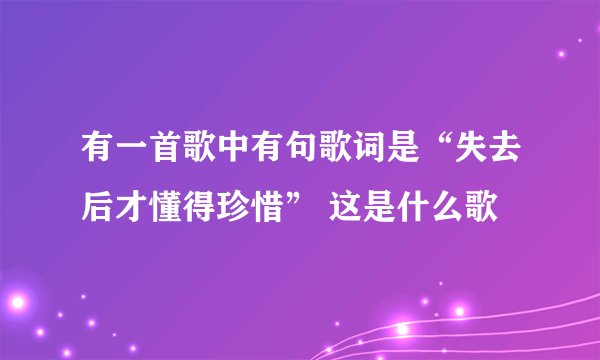 有一首歌中有句歌词是“失去后才懂得珍惜” 这是什么歌