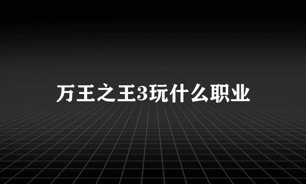 万王之王3玩什么职业
