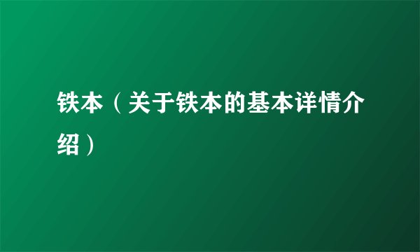 铁本（关于铁本的基本详情介绍）
