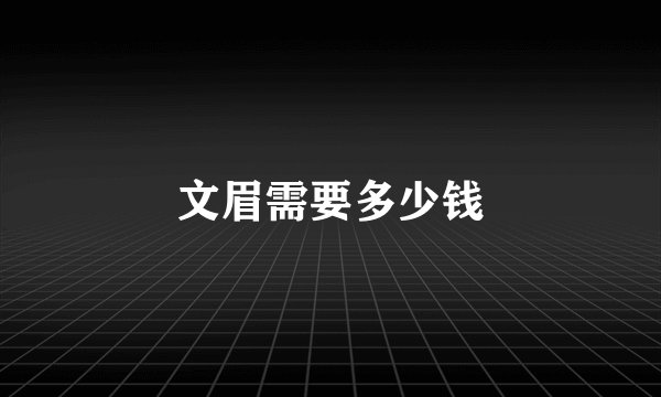 文眉需要多少钱